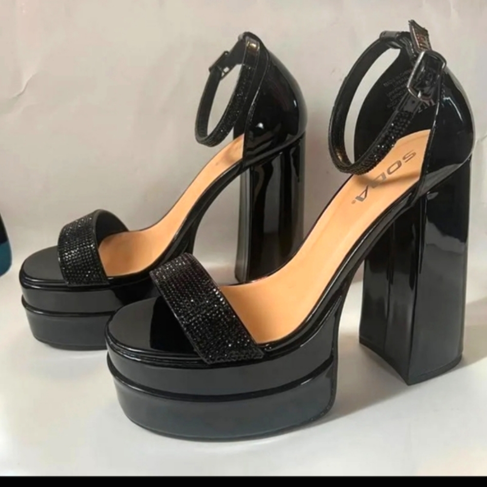 Soda Black Platform Heels for Women